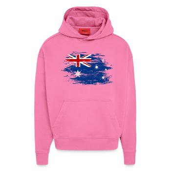 Australien Flagge used - Hoodie- made by SPREAD  - AURA PINK - Vorne - Dylan (187cm)