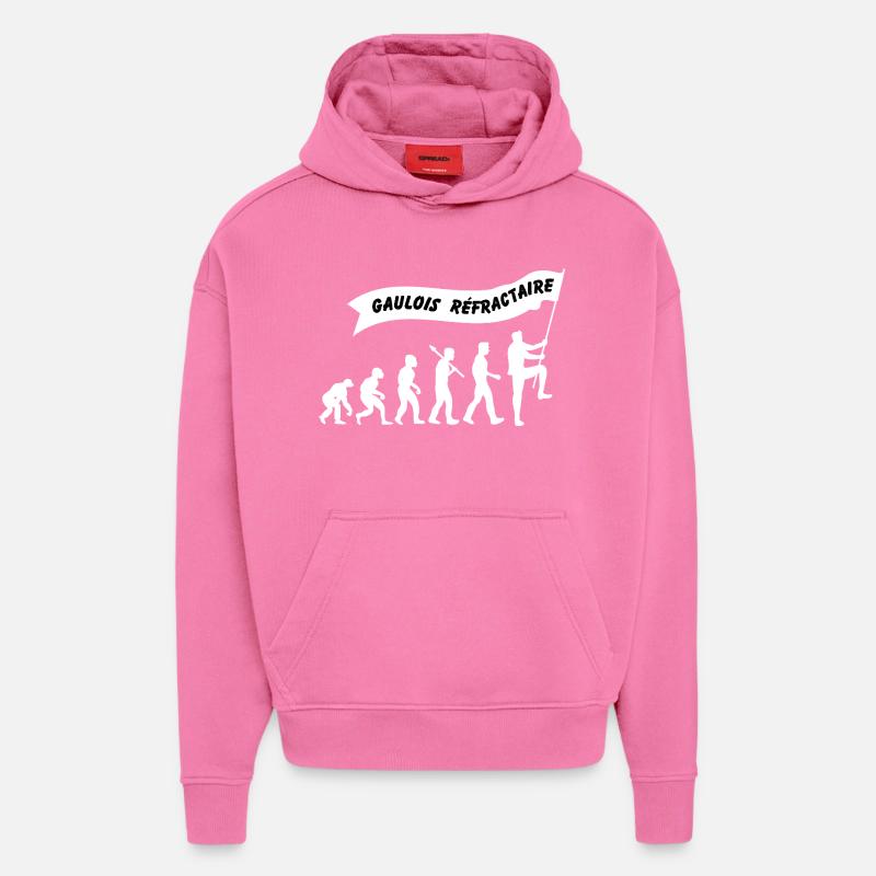Evolution du gaulois réfractaire - Sweat à capuche bio épais oversize fabriqué en UE - AURA PINK
