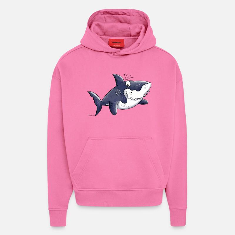 Requin comique - Sweat à capuche bio épais oversize fabriqué en UE - AURA PINK