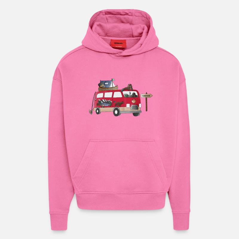 Into_Canada_Wild_Camper - Sweat à capuche bio épais oversize fabriqué en UE - AURA PINK