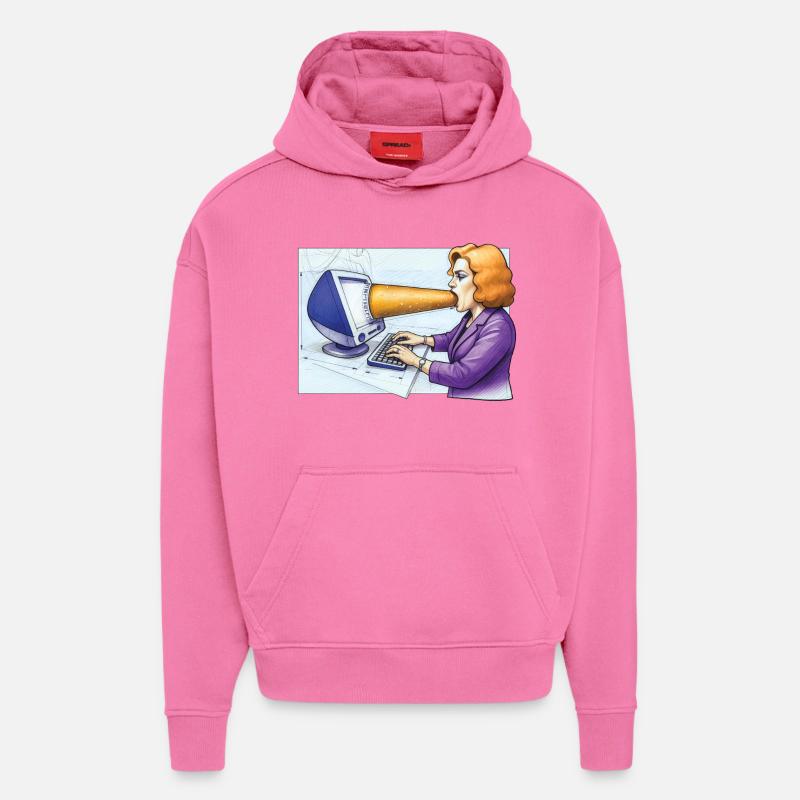 COMPUTER ADDICT WOMAN - geek & scifi - Sweat à capuche bio épais oversize fabriqué en UE - AURA PINK