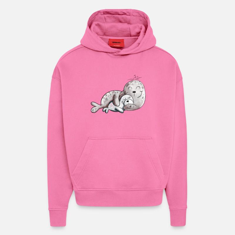 Sceau heureux I Sceau - Sweat à capuche bio épais oversize fabriqué en UE - AURA PINK