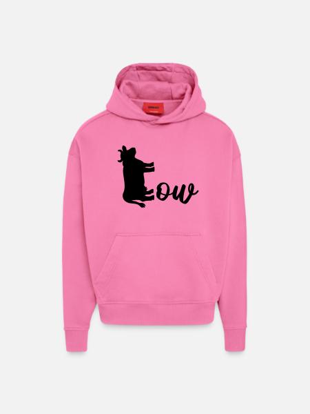 Vache bovine domestique - Sweat à capuche bio épais oversize fabriqué en UE - AURA PINK