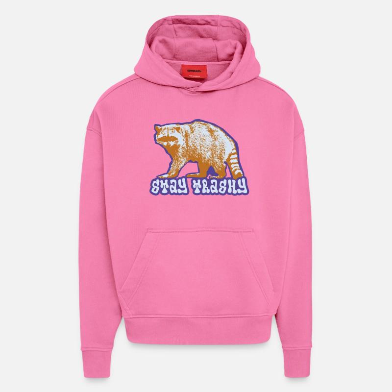 Stay Trashy – Raton laveur effronté - Sweat à capuche bio épais oversize fabriqué en UE - AURA PINK