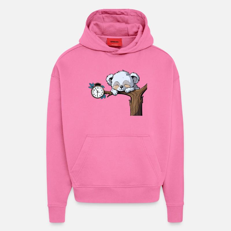 Sleeping koala on the clock branch - Hoodie- made by SPREAD  - AURA PINK