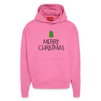Frohe Weihnachten mit Tannenbaum - Hoodie- made by SPREAD  - AURA PINK - Vorne - Dylan (187cm)