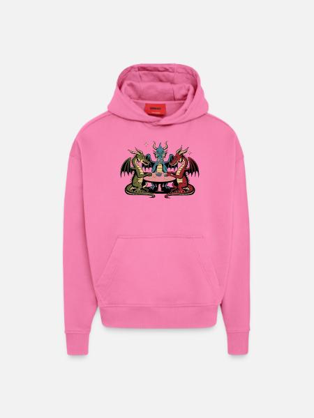 Dragons playing cards - Hoodie- made by SPREAD  - AURA PINK