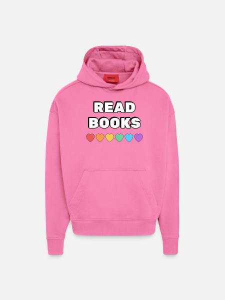 Read Books Rainbow Hearts - Hoodie- made by SPREAD - AURA PINK