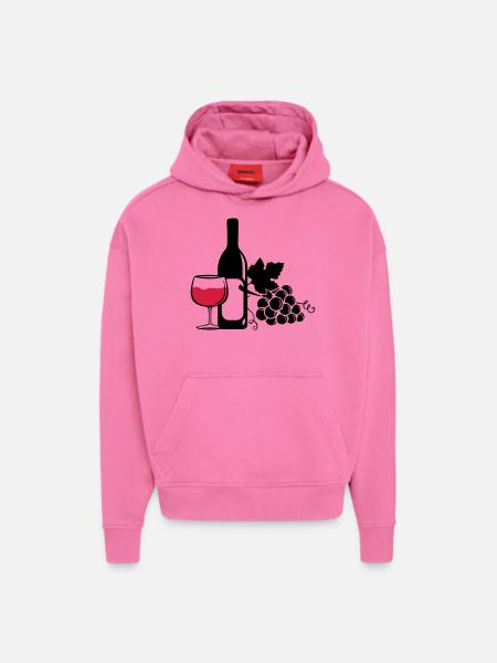 wine bottle grapes - Hoodie- made by SPREAD - AURA PINK