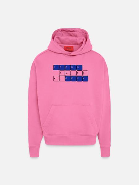 I'am en nørd, jeg er en nørd, freak, nørd, nørd, - Heavyweight oversized organic hoodie made in EU - AURA PINK