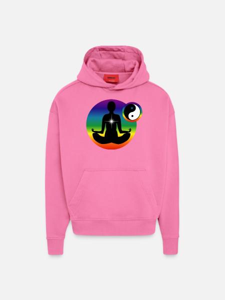 Meditation et chakras - Sweat à capuche bio épais oversize fabriqué en UE - AURA PINK