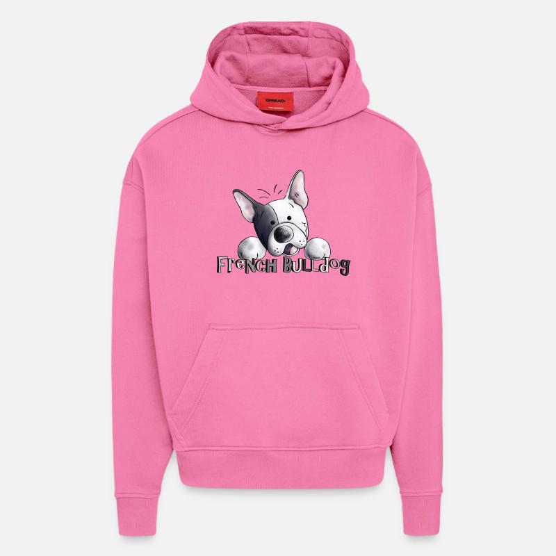 Bouledogue français drôle - Chien - Chiens - Sweat à capuche bio épais oversize fabriqué en UE - AURA PINK