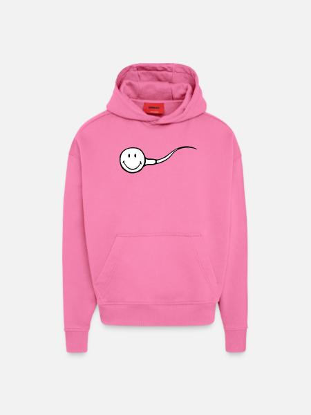 Smiley Sperm - Sweat à capuche bio épais oversize fabriqué en UE - AURA PINK