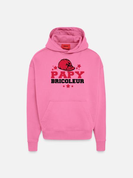 papy bricoleur - Sweat à capuche bio épais oversize fabriqué en UE - AURA PINK