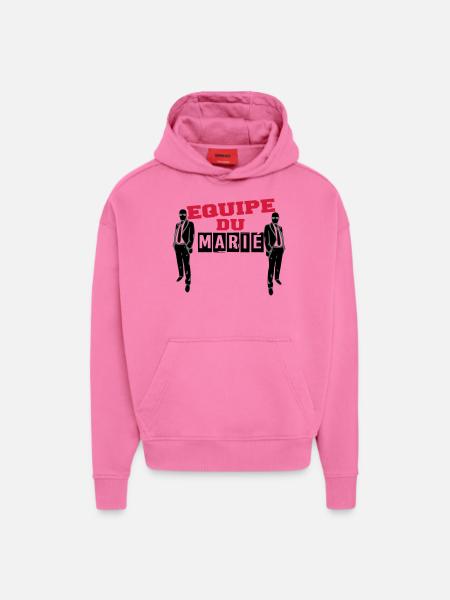 équipe marié 3 - Sweat à capuche bio épais oversize fabriqué en UE - AURA PINK