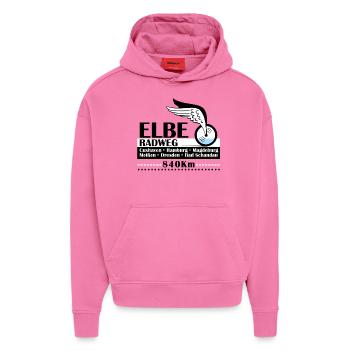 Elbe Radweg - Hoodie- made by SPREAD  - AURA PINK - Vorne - Dylan (187cm)