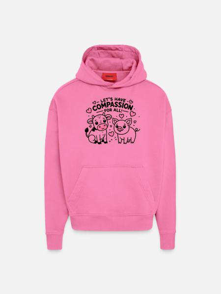 Compassion pour tous - Sweat à capuche bio épais oversize fabriqué en UE - AURA PINK