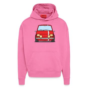 126 Rallye Rot Weiß - Hoodie- made by SPREAD  - AURA PINK - Vorne - Dylan (187cm)