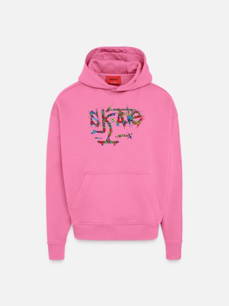 patin - Sweat à capuche bio épais oversize fabriqué en UE - AURA PINK