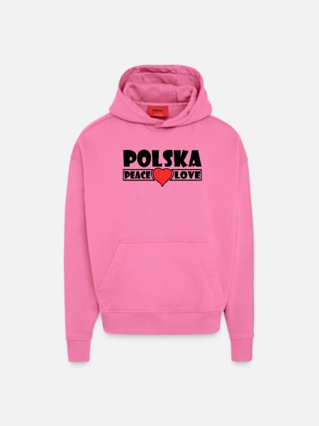 Polska - Pologne - Sweat à capuche bio épais oversize fabriqué en UE - AURA PINK