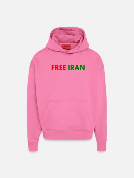 Free iran - Sweat à capuche bio épais oversize fabriqué en UE - AURA PINK