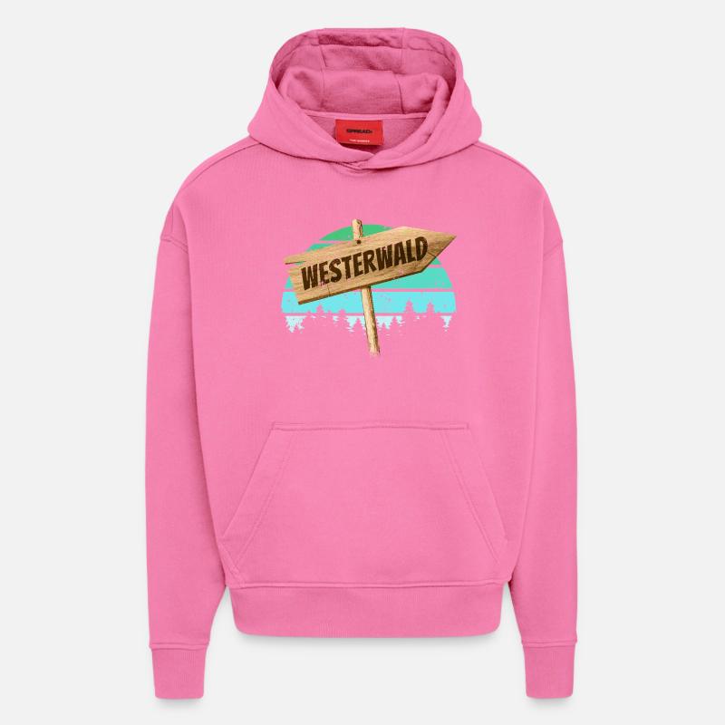 Westerwald, Rhénanie-Palatinat, Allemagne - Sweat à capuche bio épais oversize fabriqué en UE - AURA PINK