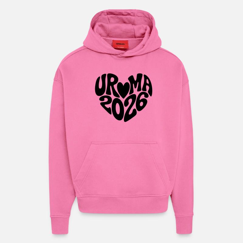 Forme de cœur arrière-grand-mère 2026 - Sweat à capuche bio épais oversize fabriqué en UE - AURA PINK