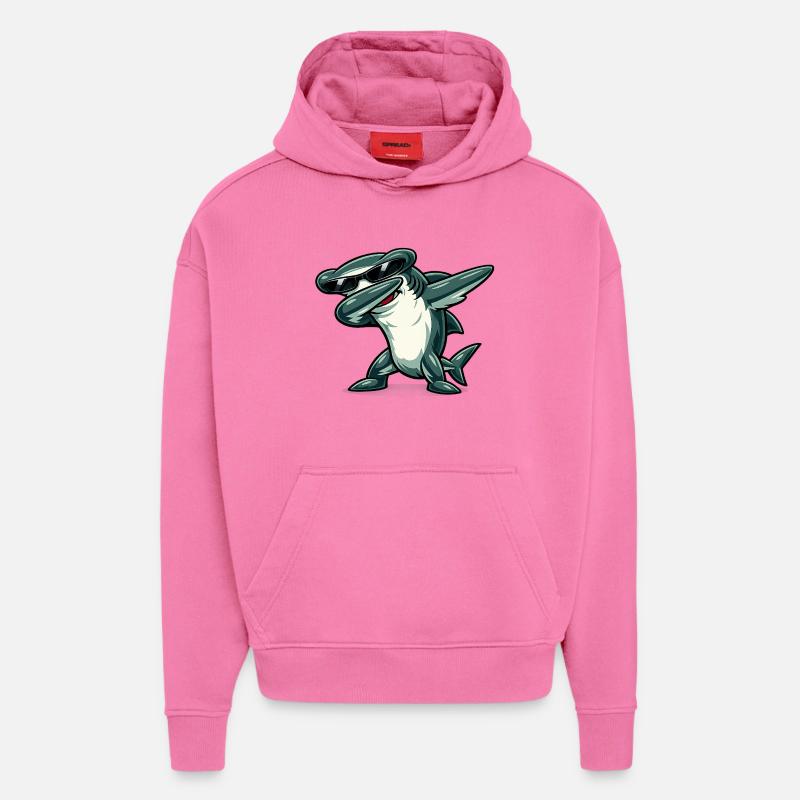 Dabbing hammerhead shark - Hoodie- made by SPREAD - AURA PINK
