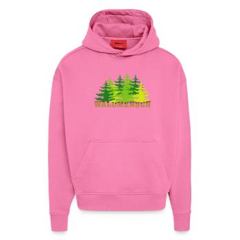 waldmensch wälder baum bäume geschenkidee - Hoodie- made by SPREAD  - AURA PINK - Vorne - Dylan (187cm)