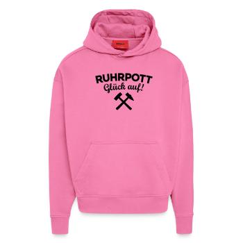Ruhrpott Glück Auf Ruhrgebiet - Hoodie- made by SPREAD  - AURA PINK - Vorne - Dylan (187cm)