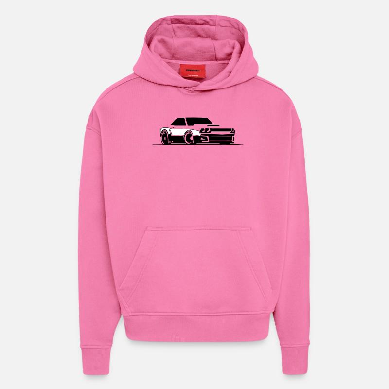 Challenger SRT Hellcat - Sweat à capuche bio épais oversize fabriqué en UE - AURA PINK