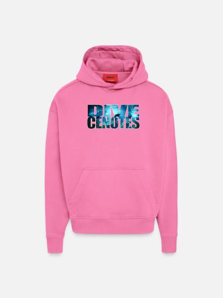 Dive Cenotes - Plongée à Cenotes - Sweat à capuche bio épais oversize fabriqué en UE - AURA PINK