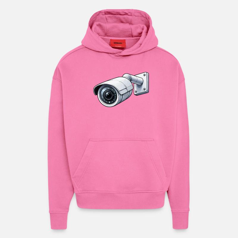 Caméra de surveillance Caméra de surveillance - Sweat à capuche bio épais oversize fabriqué en UE - AURA PINK
