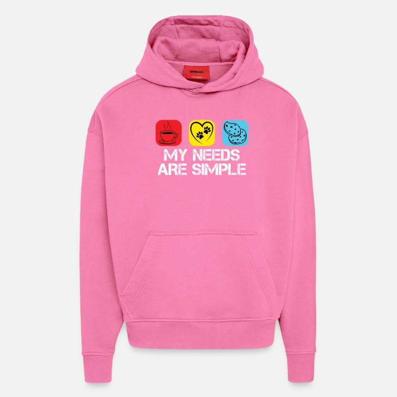 Café, chats et biscuits - Sweat à capuche bio épais oversize fabriqué en UE - AURA PINK