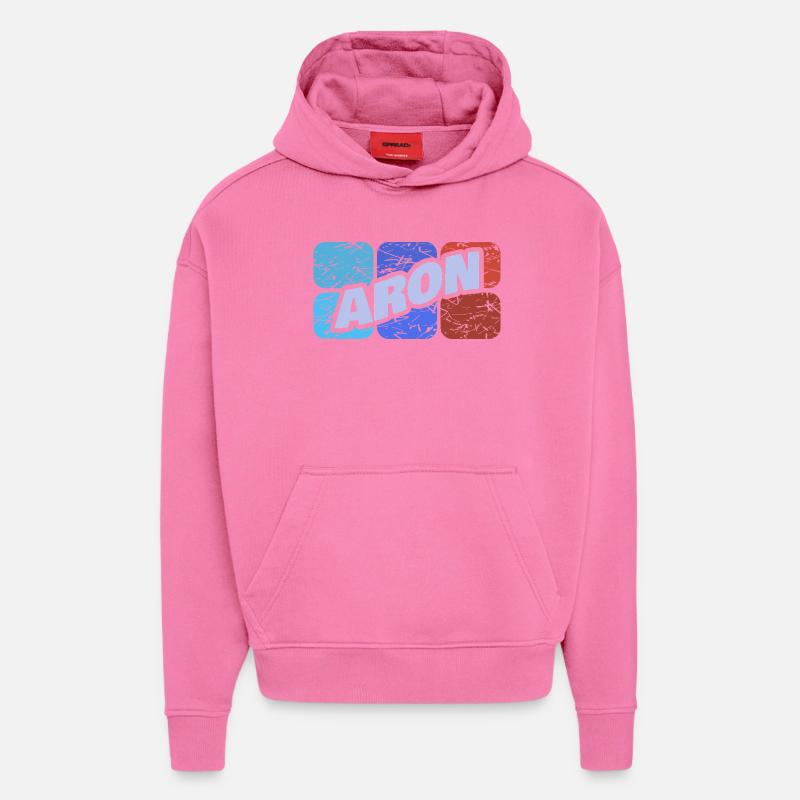 Prénom Aron - Sweat à capuche bio épais oversize fabriqué en UE - AURA PINK