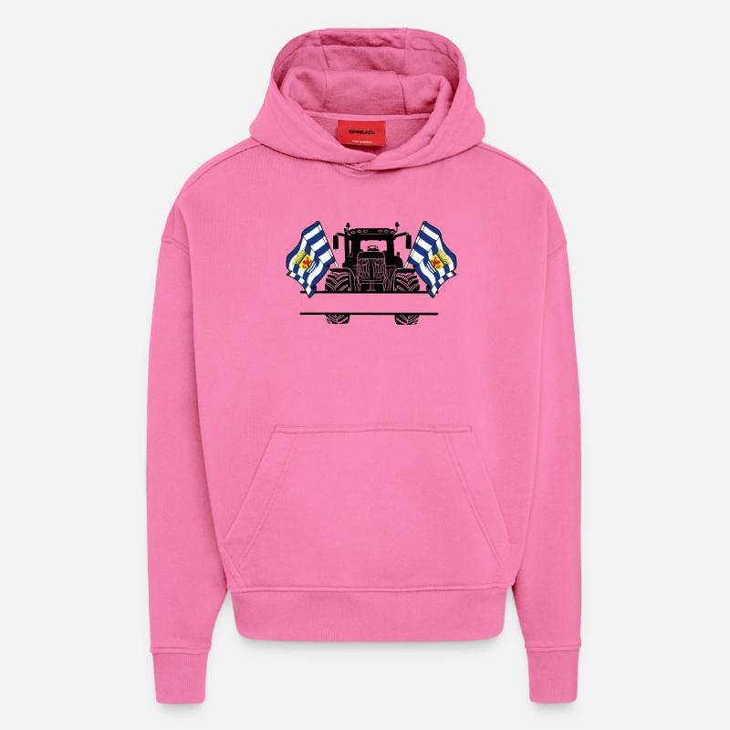 Zeeland_Tractor_Custom_Edition - Sweat à capuche bio épais oversize fabriqué en UE - AURA PINK