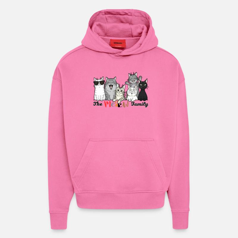 La Tribu des Chats Joyeux - Sweat à capuche bio épais oversize fabriqué en UE - AURA PINK