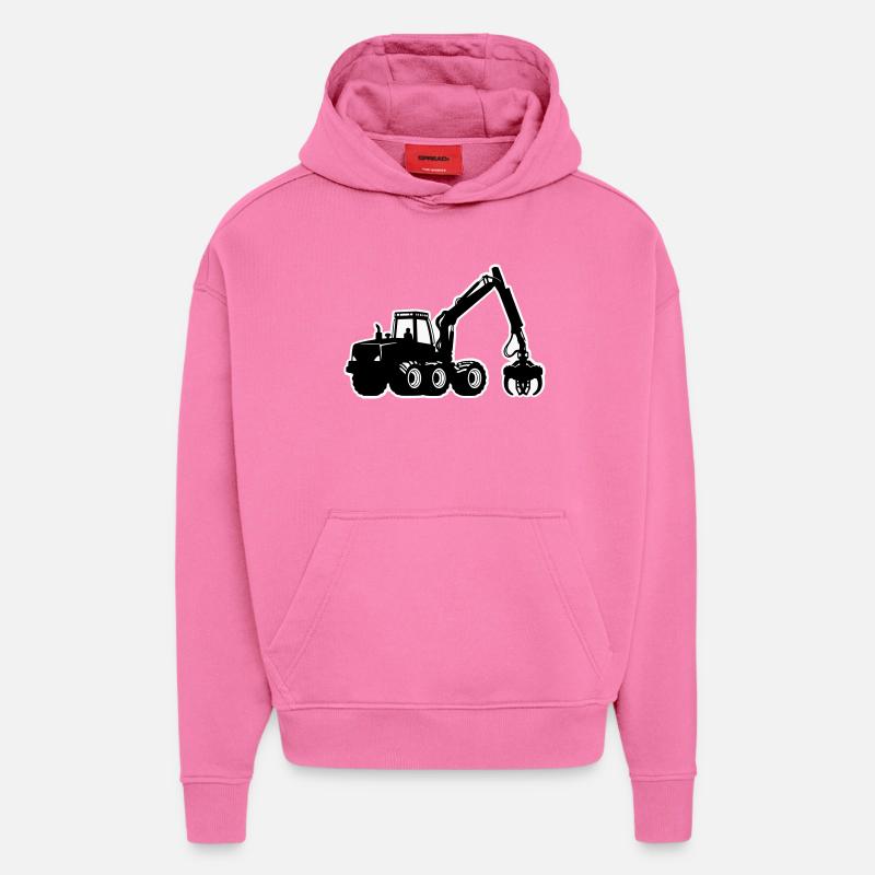 Silhouette de moissonneuse - Sweat à capuche bio épais oversize fabriqué en UE - AURA PINK