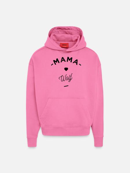 Mama wolf - - Sweat à capuche bio épais oversize fabriqué en UE - AURA PINK
