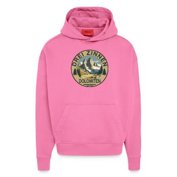 Drei Zinnen rund - Hoodie- made by SPREAD  - AURA PINK - Vorne - Dylan (187cm)