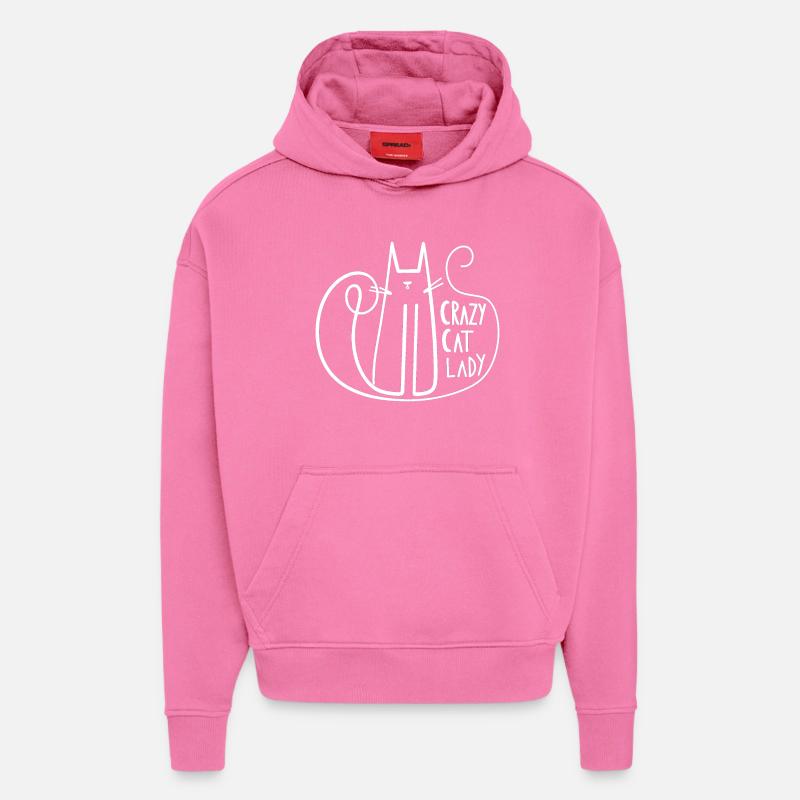 Silhouette de dame chat folle - Sweat à capuche bio épais oversize fabriqué en UE - AURA PINK