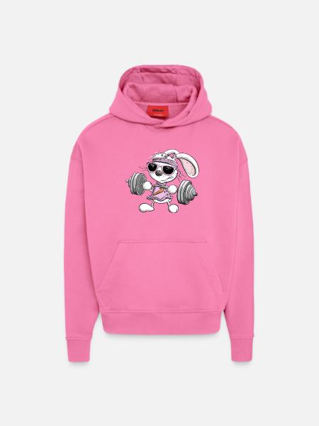 Strength Training Rabbit Fitness Weight Exercise - Hoodie- made by SPREAD  - AURA PINK