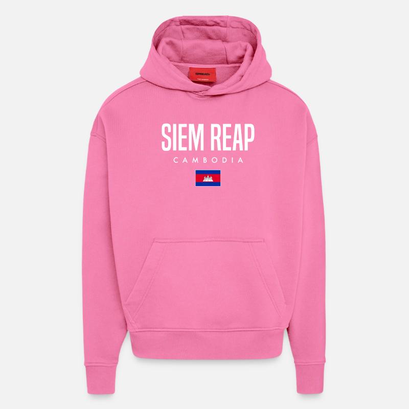 Siem Reap Cambodge Khmer - Sweat à capuche bio épais oversize fabriqué en UE - AURA PINK