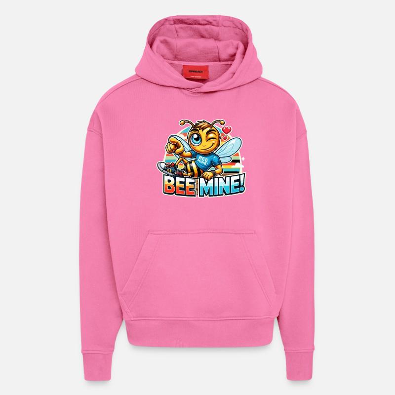 Bee Mine pour les hommes - Sweat à capuche bio épais oversize fabriqué en UE - AURA PINK