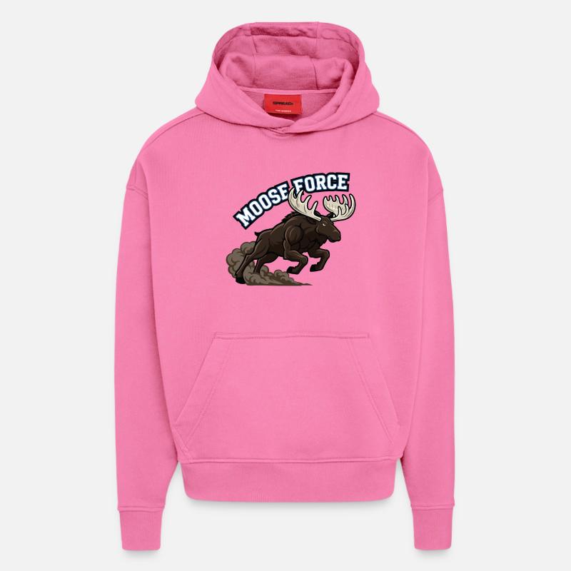 Moose Force Elan Sauvage Puissance - Sweat à capuche bio épais oversize fabriqué en UE - AURA PINK