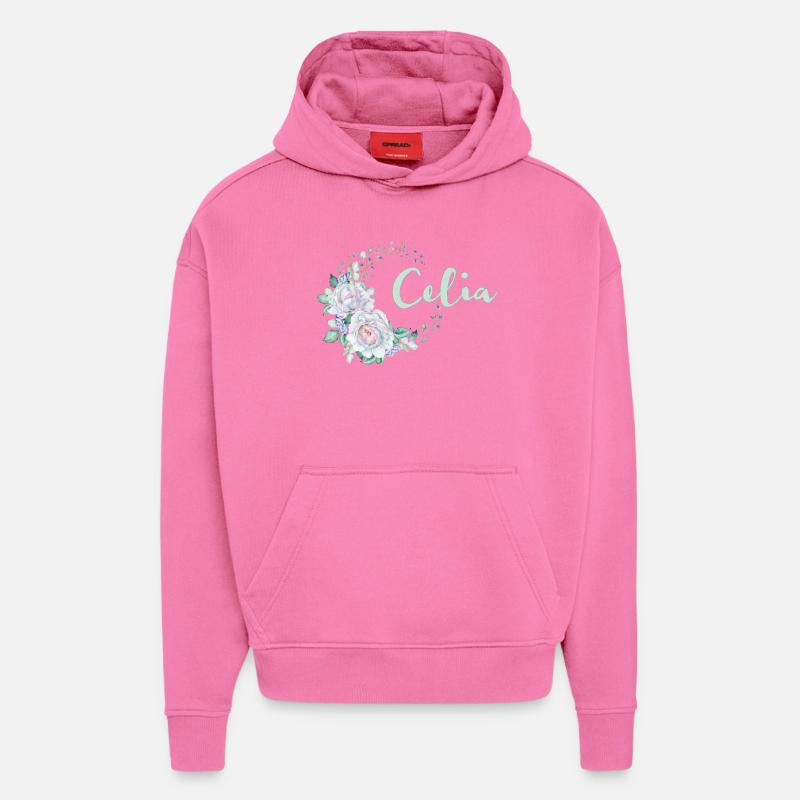 Pour Celia - Sweat à capuche bio épais oversize fabriqué en UE - AURA PINK