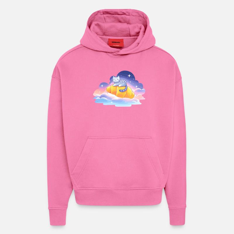 Un chaton dans le nuage rêve - Sweat à capuche bio épais oversize fabriqué en UE - AURA PINK