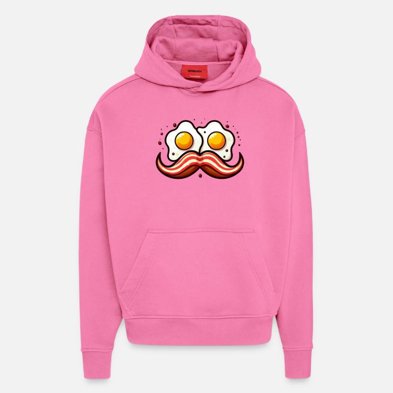 Moustache d'œufs rétro - Sweat à capuche bio épais oversize fabriqué en UE - AURA PINK