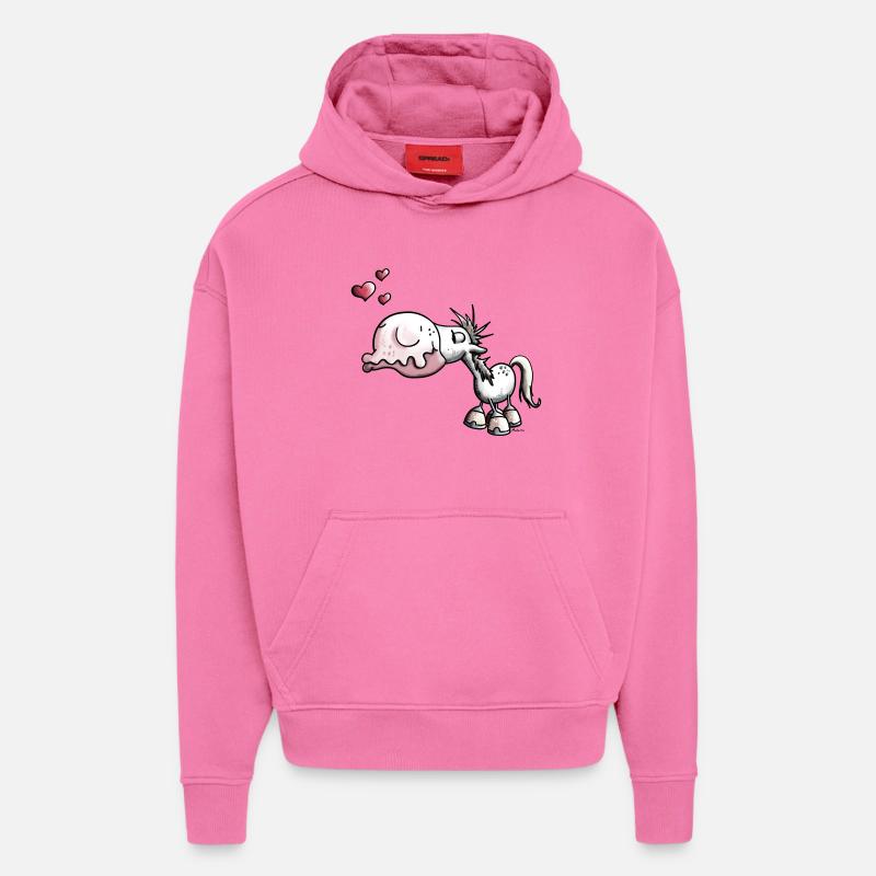 Cheval Baiser - Sweat à capuche bio épais oversize fabriqué en UE - AURA PINK