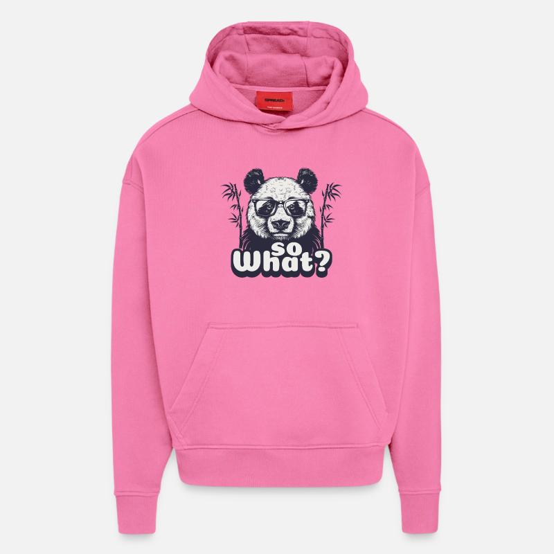 Panda, et alors - Sweat à capuche bio épais oversize fabriqué en UE - AURA PINK